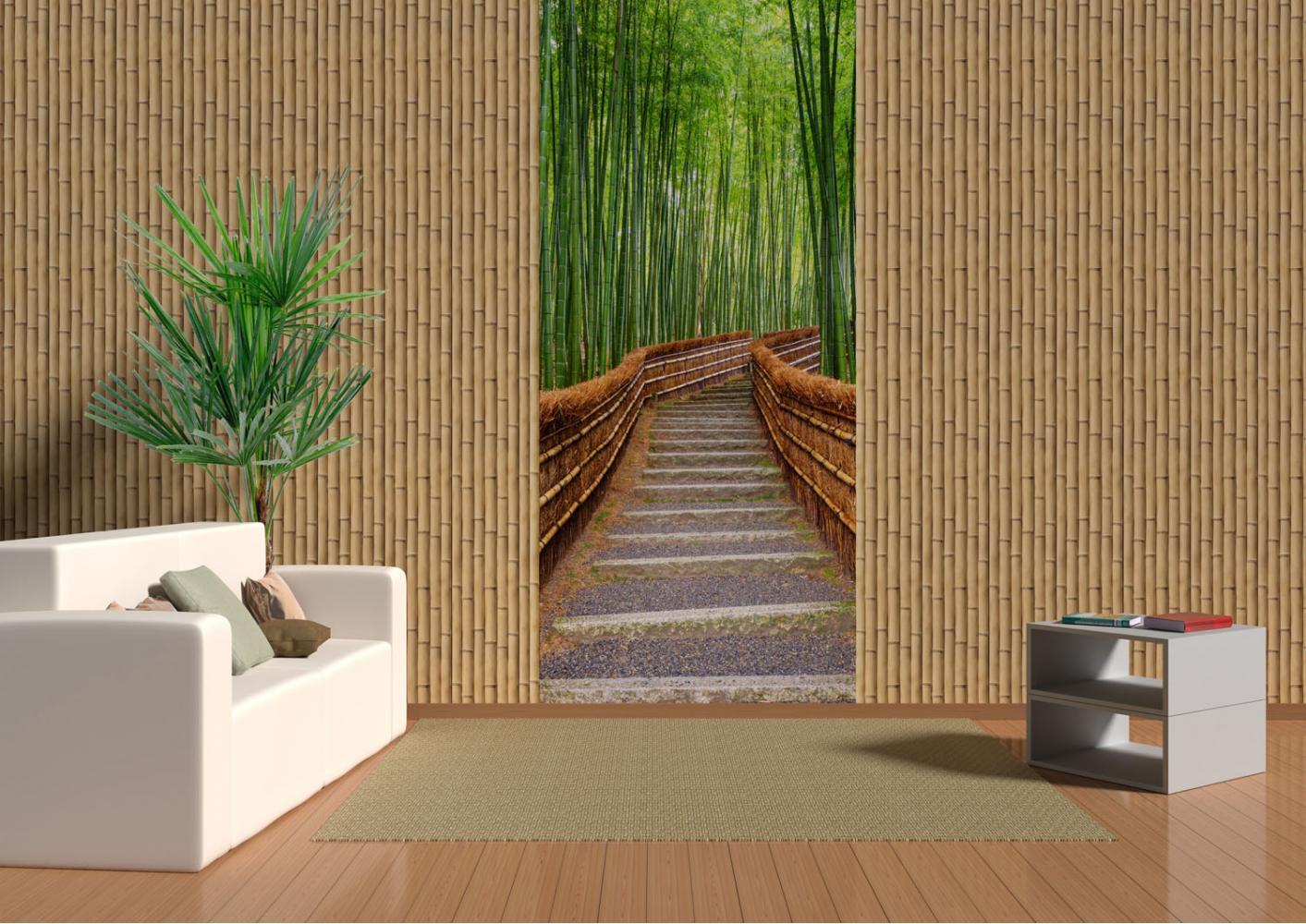отделка стен бамбуком фото