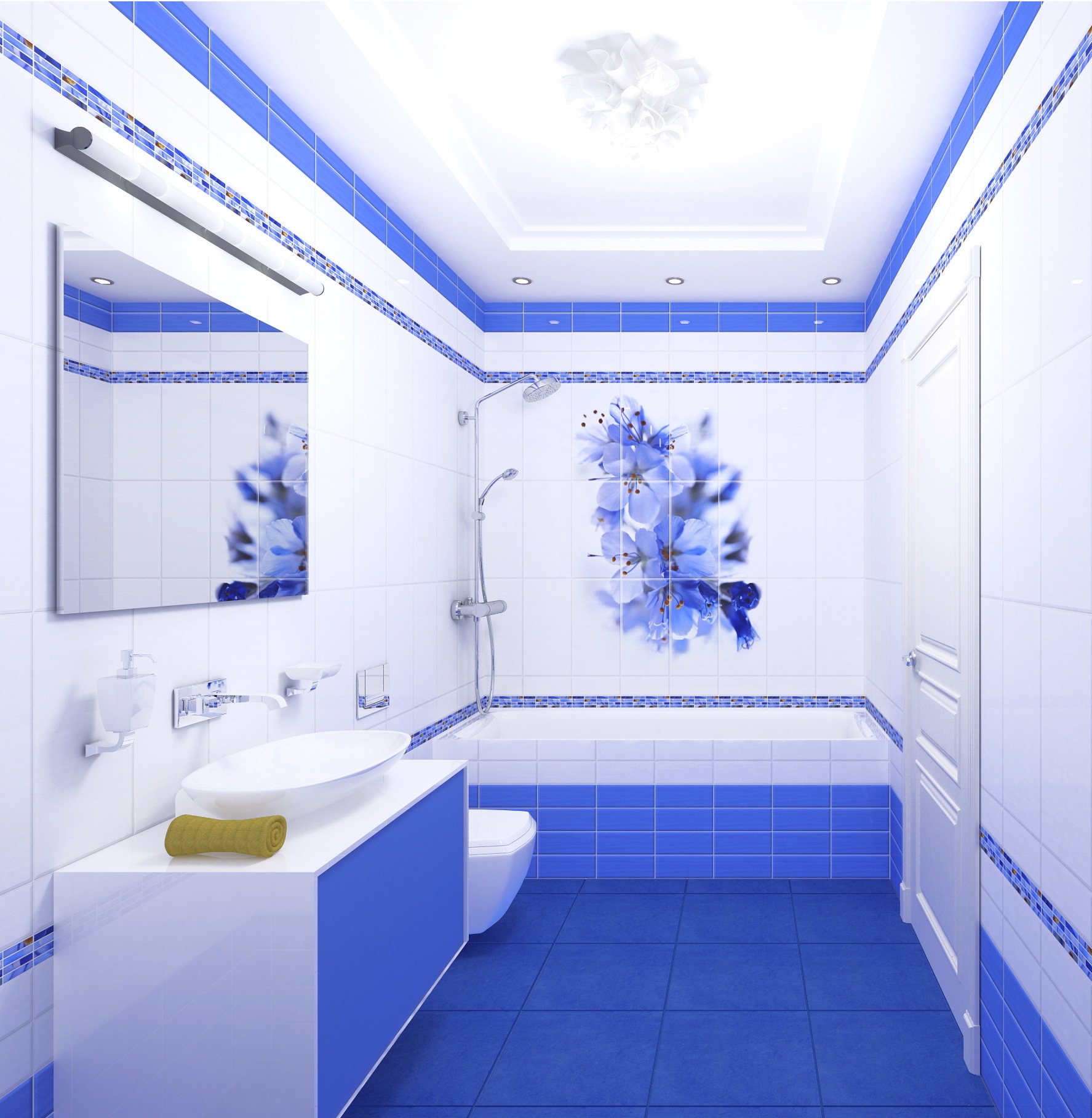 Панели в ванной отзывы. Панели ПВХ Panda синий цветок. Плитка Starfish Ceradim. Панели для ванной. Панели ПВХ для ванной.