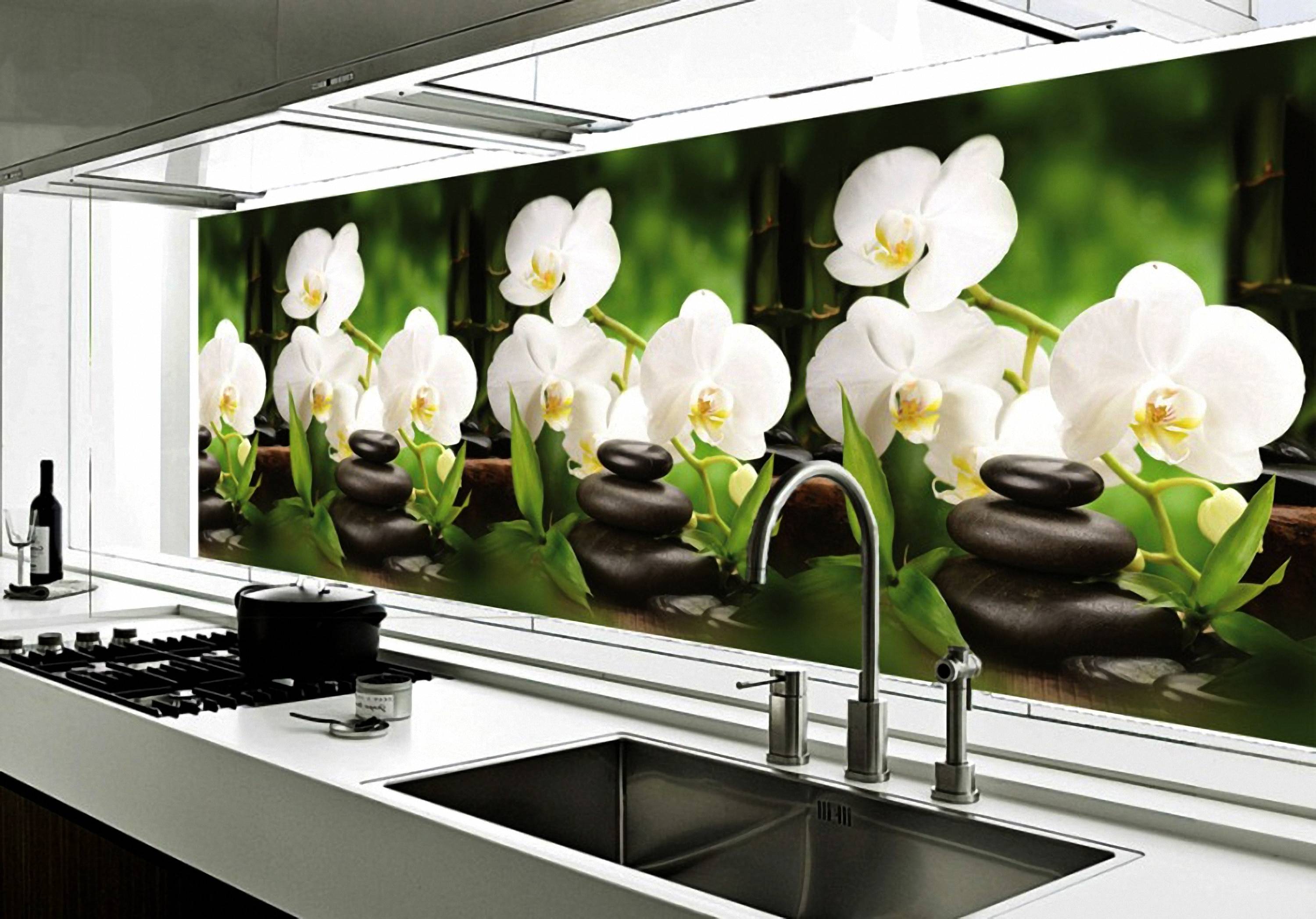 Кухонный фартук ПВХ Орхидея белая (600*3000*1,5мм)