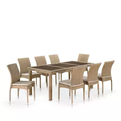 Набор мебели 8+1 T365/Y380B-W65 8PCS Light Brown