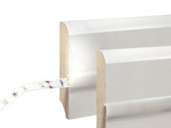 Плинтус МДФ SmartProfile Gloss LED 80М белый  со светодиодной вставкой