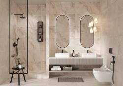 Керамогранит Asher A17775 светло-бежевый ректификат рельеф
