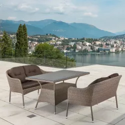 Набор мебели с диваном из искусственного ротанга T198B/S54B-W56 Light Brown