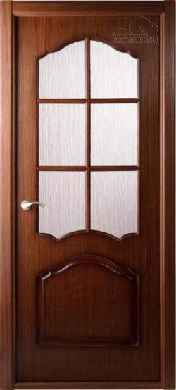 Дверь Каролина полотно остекленное орех с деревянной раскладкой