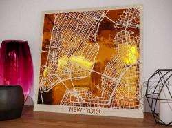 Карта города New York Gold White