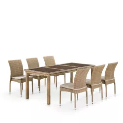 Набор мебели 6+1 T365/Y380B-W65 6PCS Light Brown