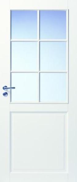 Дверь белая массивная под 6 стекол №102