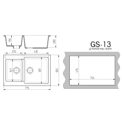 Мойка кухонная Gama Stone GS13 песочная 302