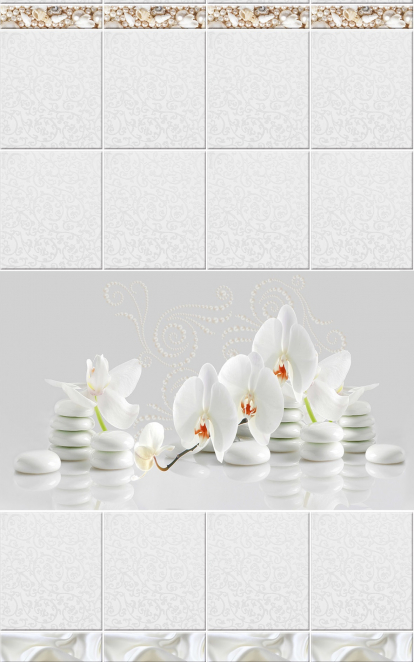 Изображение Стеновые панели ПВХ Белая орхидея узор 