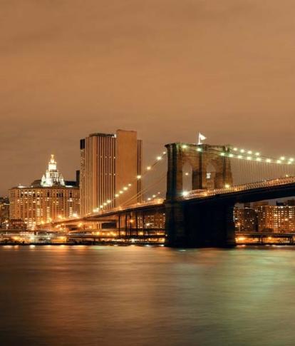 Изображение Стеновые панели Кухонные фартуки Бруклинский мост на закате 
