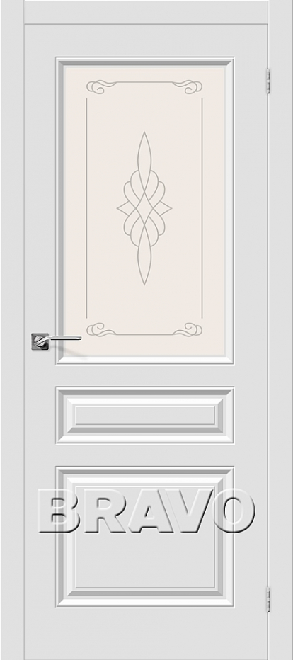 Изображение Двери Межкомнатные Скинни-15 П-23 (Белый) остекленное 