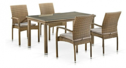 Изображение Мебель Садовая мебель Набор мебели 4+1 T256B/Y379B-W65 Light Brown 
