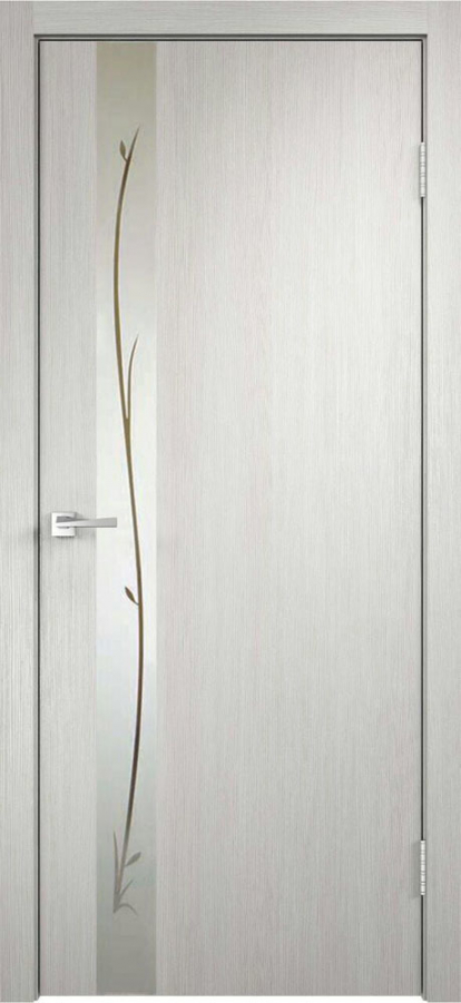 Изображение Двери Межкомнатные Smart Z1 белый дуб остекление зеркало веточки серебро 