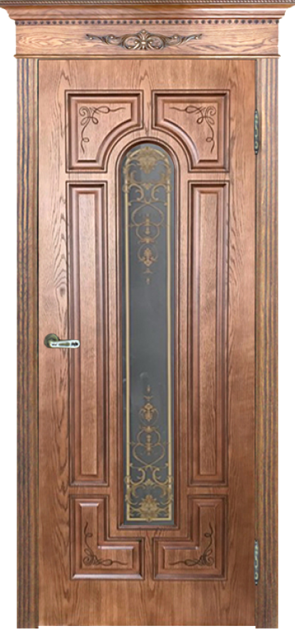 Изображение Двери Межкомнатные Дверное полотно Арес орех натуральный-2 остекленное 