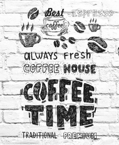 Изображение Стеновые панели Кухонные фартуки Кофе меню белый 