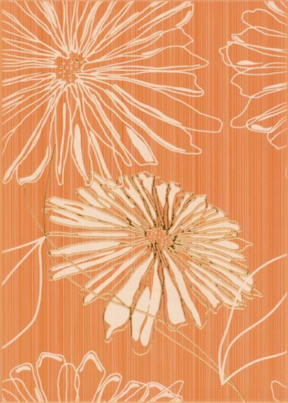 Изображение Керамическая плитка Березакерамика (Belani) Декор Ретро цветок 2 оранжевый 