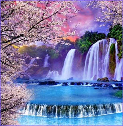 Изображение Обои Фотопанно Хрустальные водопады 6л 