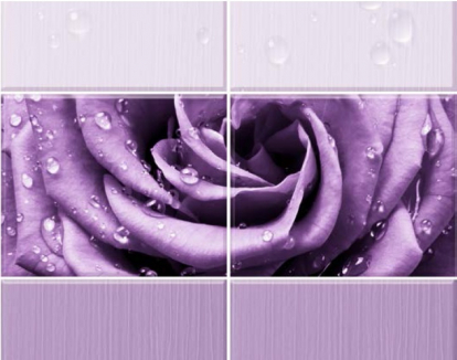 Изображение Стеновые панели ПВХ 3D панели Капли росы лиловый (фиолетовый) 