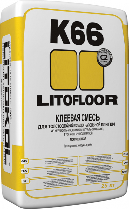 Изображение Строительные товары Строительные смеси Клей для керамогранита Litofloor K66 