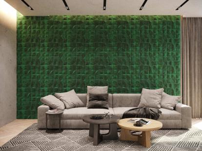 Изображение Стеновые панели 3D панели Origami Dark Green 